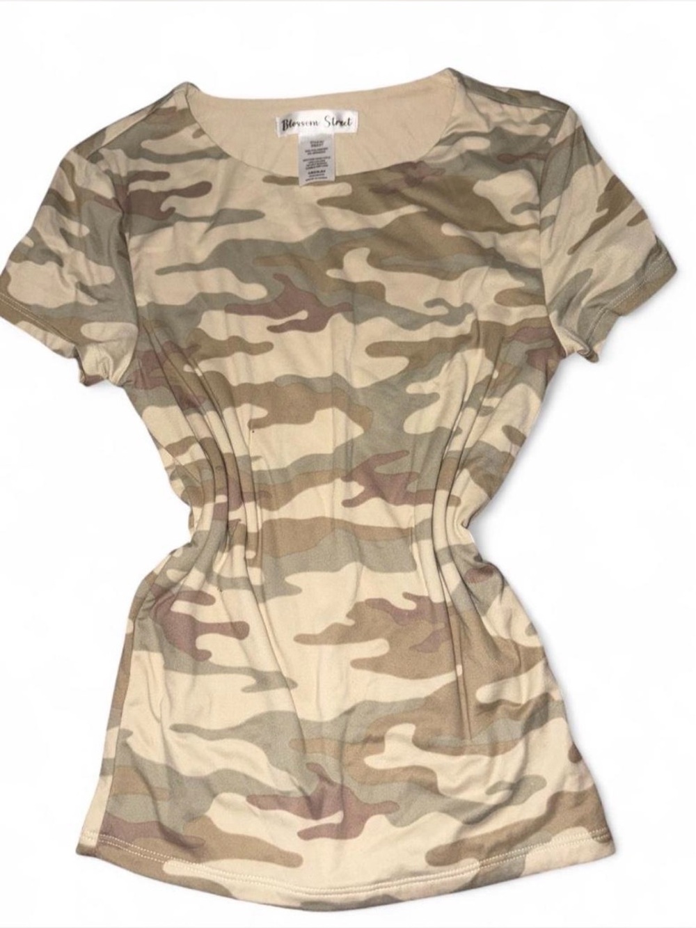 Blossom Street Beige Camo Short Sleeve Tee